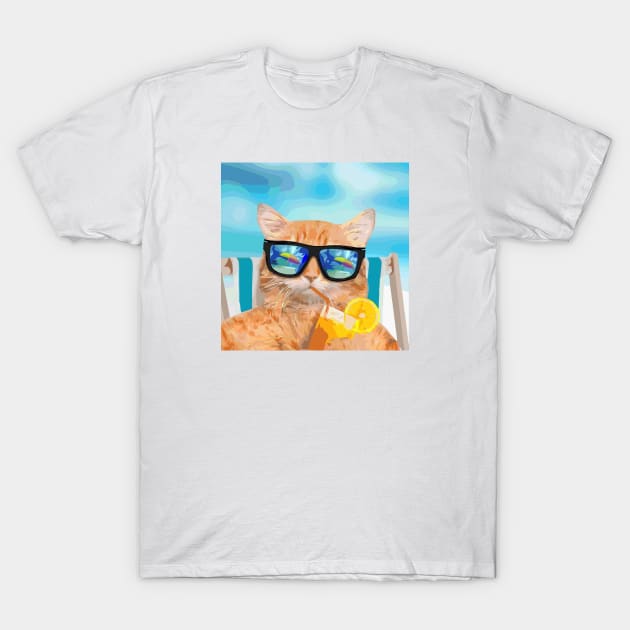 Chill Cat T-Shirt by Glenn Landas Digital Art